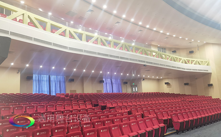 廣州雅源學校舞臺阻燃幕布、舞臺座椅、舞臺燈光、舞臺音響效果展示